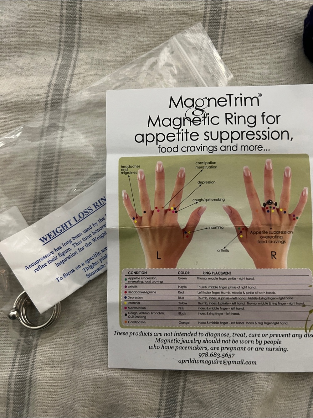 5/$10 item Magnetic Ring - Silver Appetite Suppression Accessory